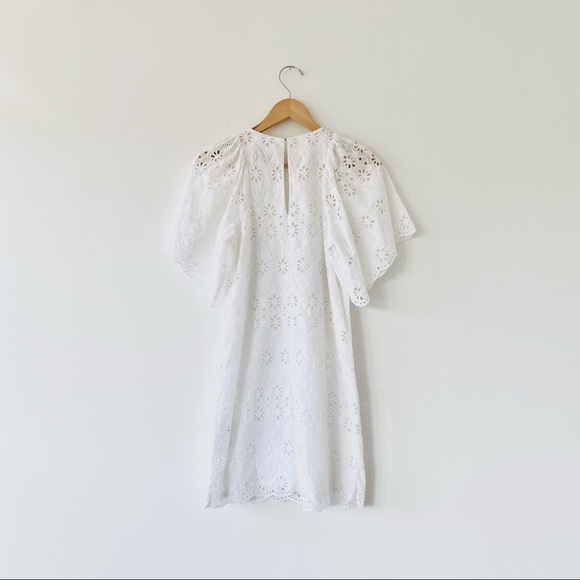 kate spade Eyelet Blouson Sleeve White Cotton Dress - Picture 4 of 10